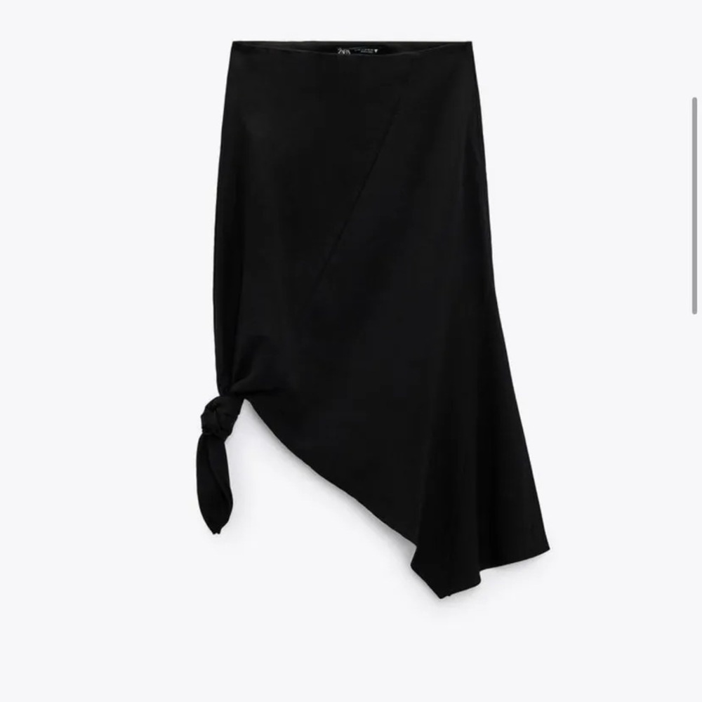 🖤 ZARA BOHO BLACK ASYMMETRICAL SIDE TIE HIGH WAIST MIDI SKIRT! - Picture 13 of 13